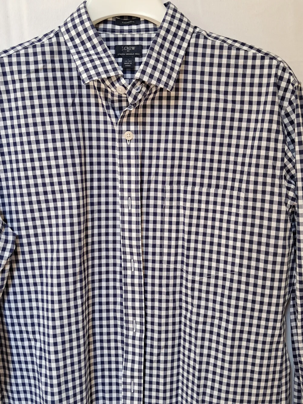 J. Crew Men's Navy and White Gingham Shirt‎